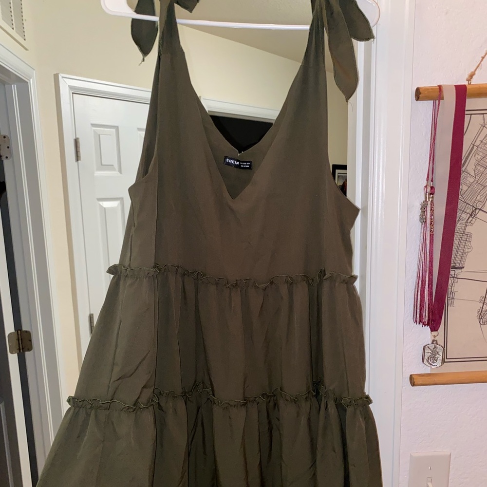Shein Green Ruffle Dress